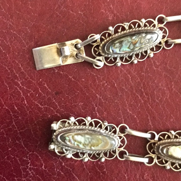 Vintage Abalone Sterling Silver Bracelet EUC - Picture 7 of 10